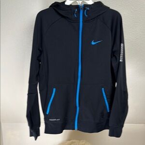 NIKE BASKETBALL Black/Turquoise Hoodie with Hood. Size Men’s Medium